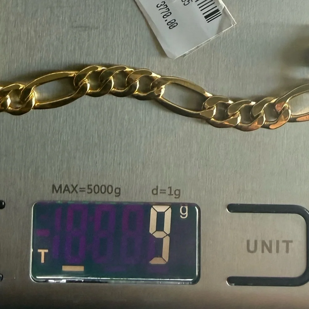 saks fifth avenue 14K Gold Mens Bracelet Figaro Made In Italy NWT $3770